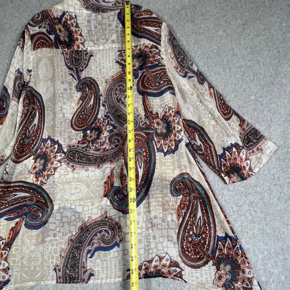 Chicos 1 Paisley Button Up Tunic Blouse Shirt Top Sheer Boho Artsy Boho Layering - Picture 7 of 13
